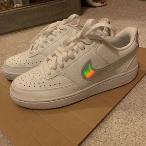 White Metallic Nike Court Vision Sneakers